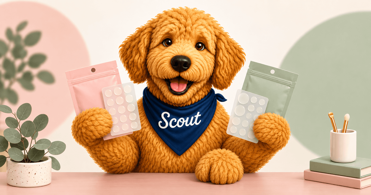 Scout the golden doodle calculating the cost per pimple patch
