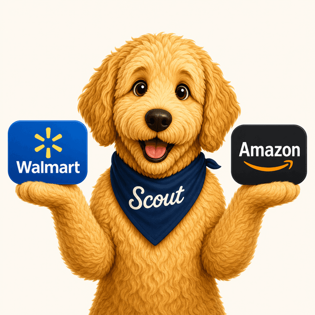 Scout comparing Walmart and Amazon household shopping