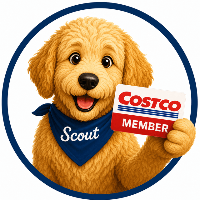 Scout holding a Costco membership card