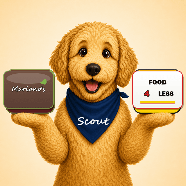 Scout comparing Mariano's and Food 4 Less