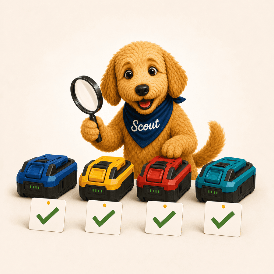 Scout the golden doodle comparing four cordless tool battery platforms