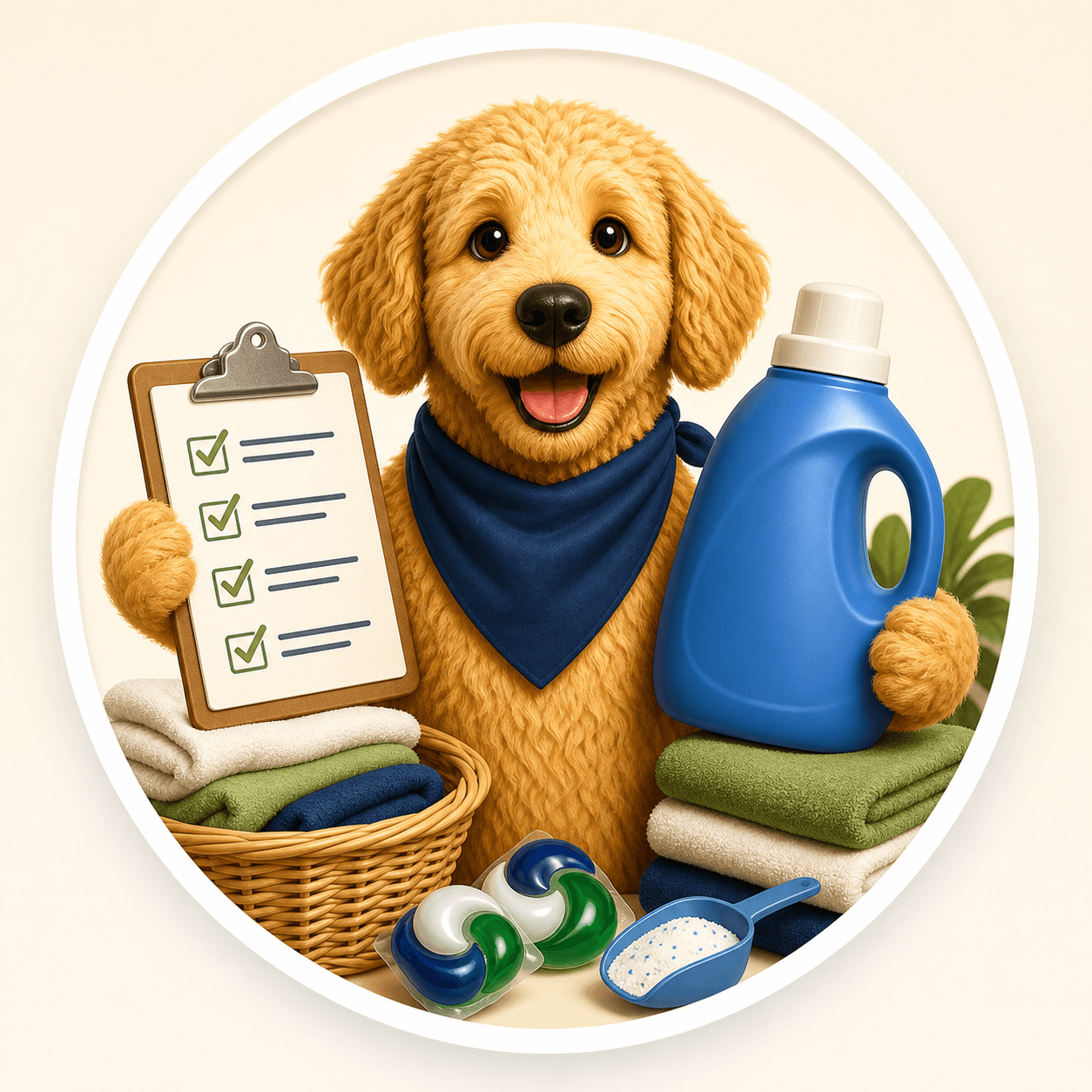 Scout comparing laundry detergent bottles and pods