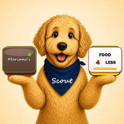 Scout comparing Mariano's and Food 4 Less