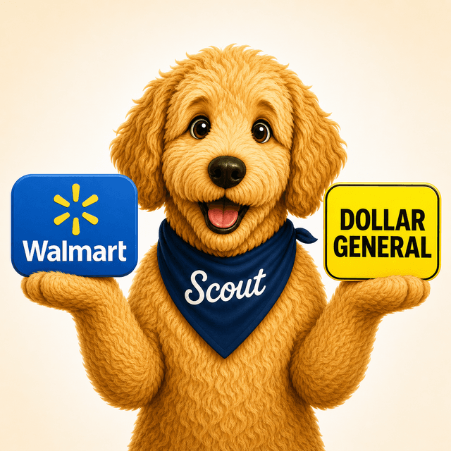 Scout comparing Walmart and Dollar General